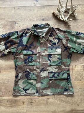 Vintage U.S. Air Force BDU Jacket Woodland Camo PACAF E-5 Unisex